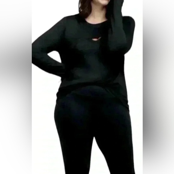 CAbi peek-a-boo long sleeve Black top style 4201 size Medium - Picture 1 of 9